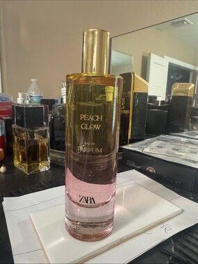 ZARA Peach Glow Perfume — Pink & Gold Gradient Bottle